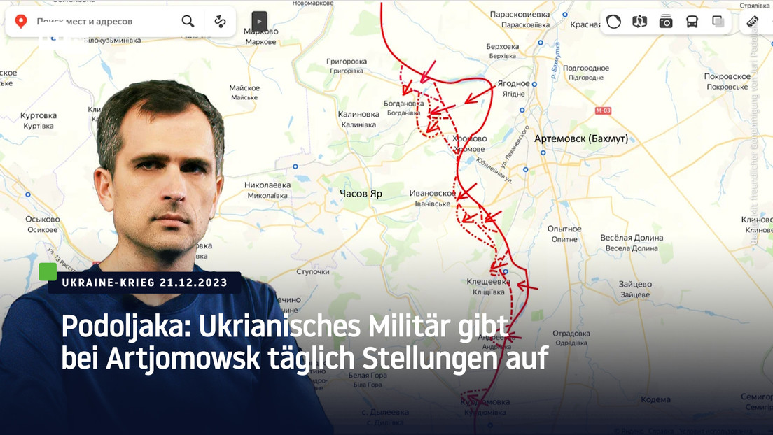 Podoljaka: Ukrainisches Militär gibt bei Artjomowsk täglich Stellungen auf