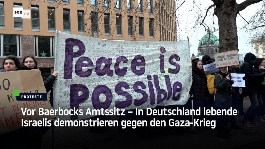 Vor Baerbocks Amtssitz – In Deutschland lebende Israelis demonstrieren gegen den Gaza-Krieg