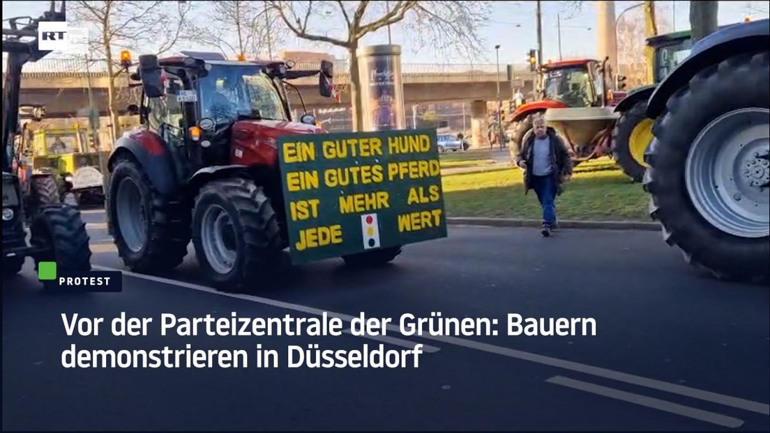 Vor der Parteizentrale der Grünen: Bauern demonstrieren in Düsseldorf