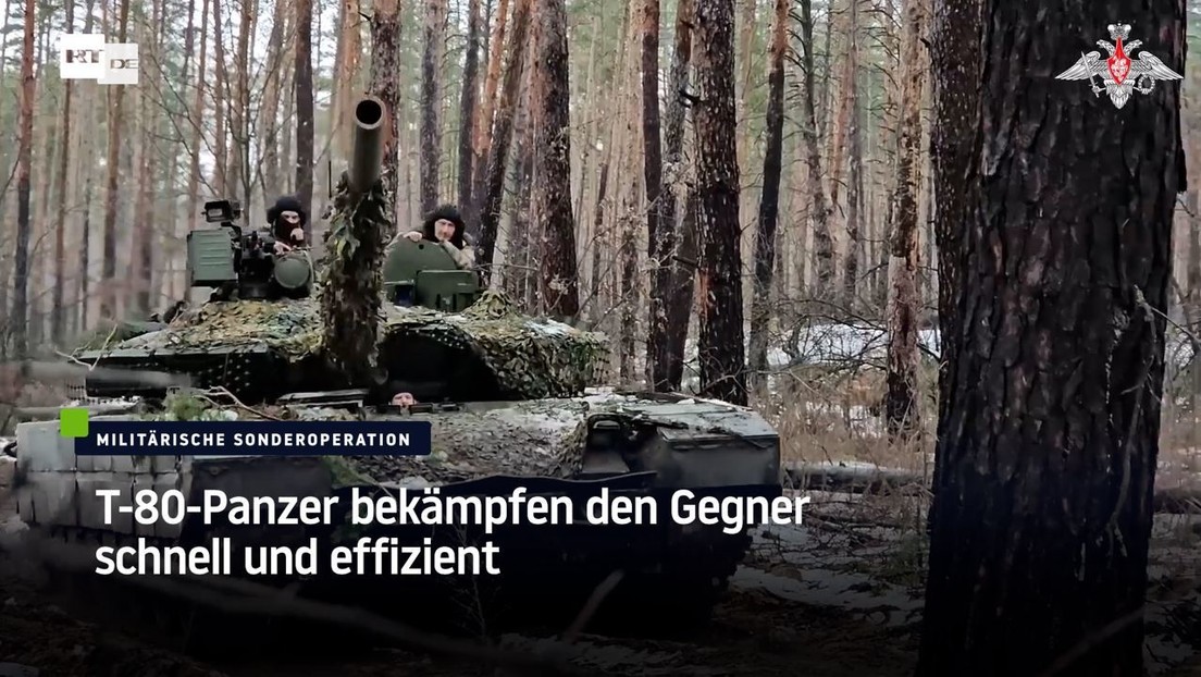 T-80-Panzer bekämpfen den Gegner schnell und effizient