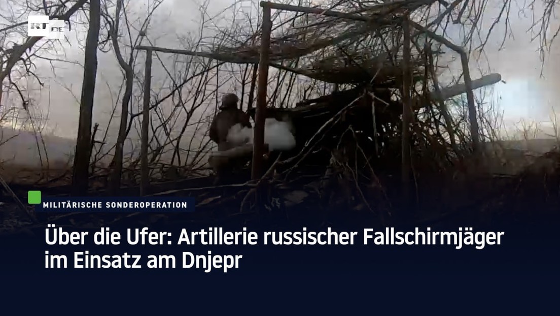Über die Ufer: Artillerie russischer Fallschirmjäger im Einsatz am Dnjepr