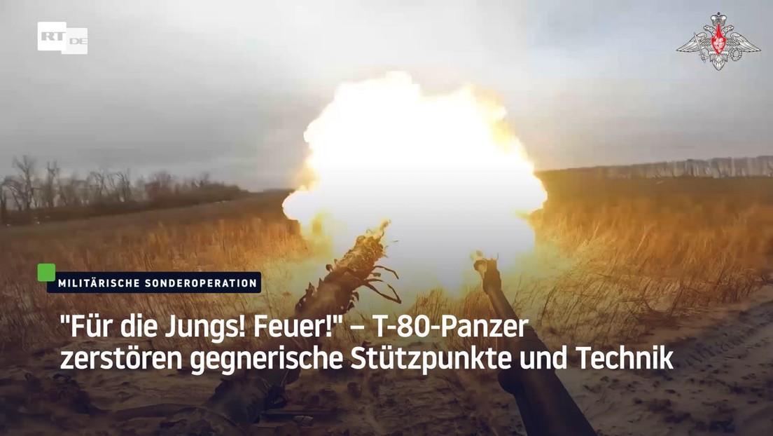"Für die Jungs! Feuer!" – T-80-Panzer zerstören gegnerische Stützpunkte und Technik