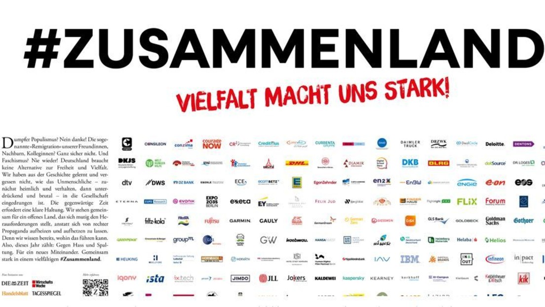 "#Zusammenland" - 500 Unternehmen und Verbände positionieren sich gegen "rechts"
