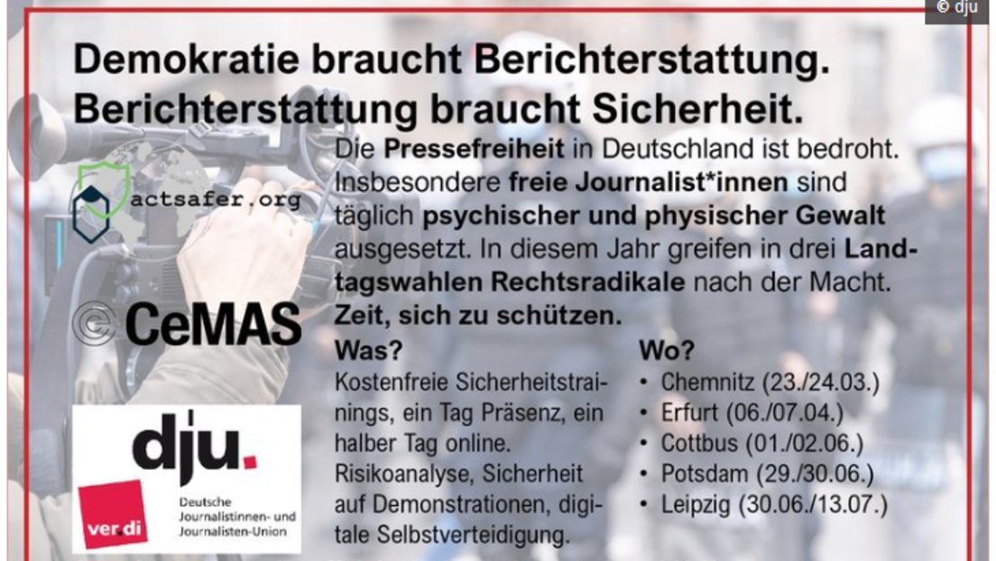 Krisengebiet Ostdeutschland: Journalisten-Union bietet Sicherheitstrainings an