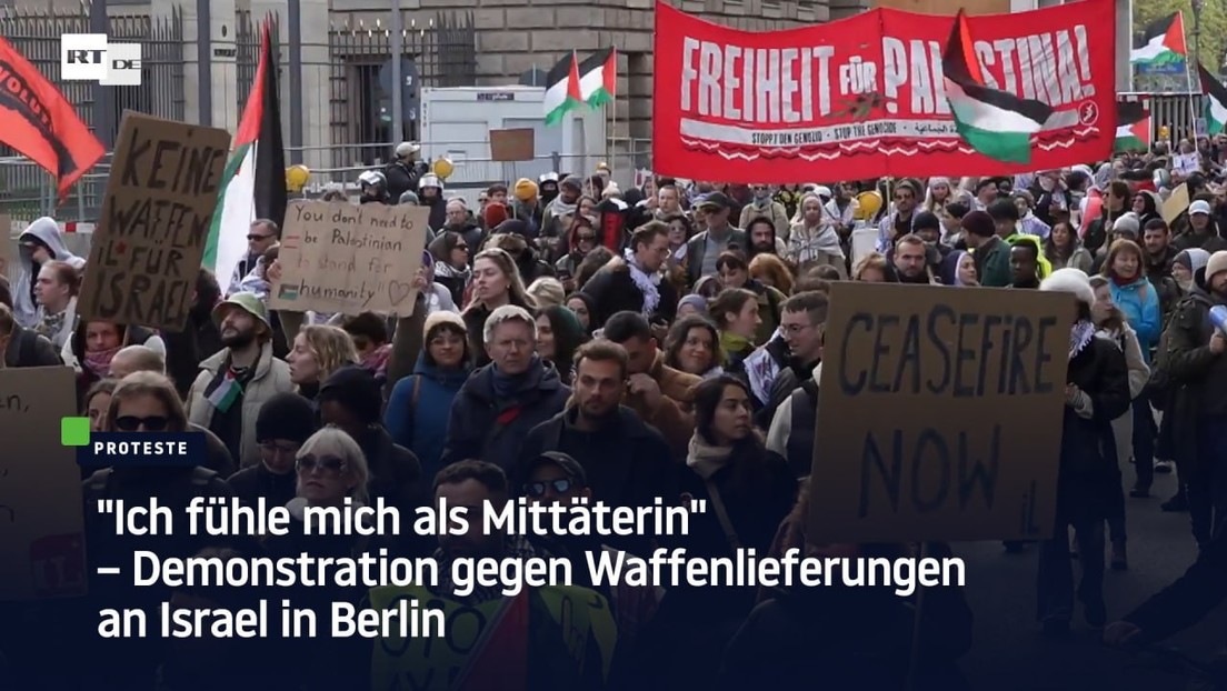 "Ich fühle mich als Mittäterin" – Demonstration gegen Waffenlieferungen an Israel in Berlin