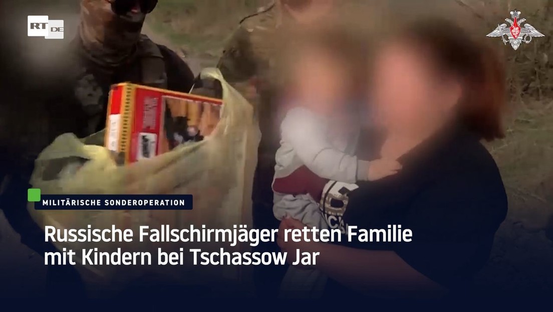Russische Fallschirmjäger retten Familie mit Kindern bei Tschassow Jar