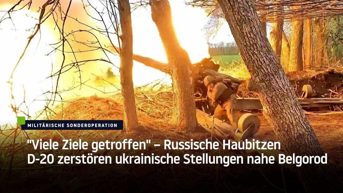 "Viele Ziele getroffen" – Russische Haubitzen D-20 zerstören ukrainische Stellungen nahe Belgorod