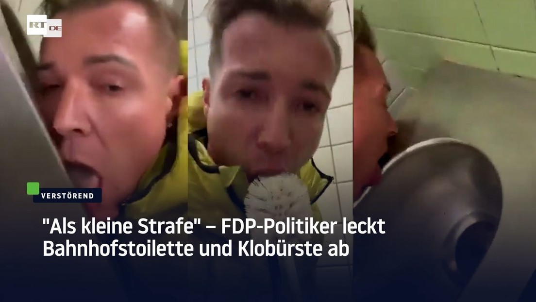 "Als kleine Strafe" – FDP-Politiker leckt Bahnhofstoilette und Klobürste ab