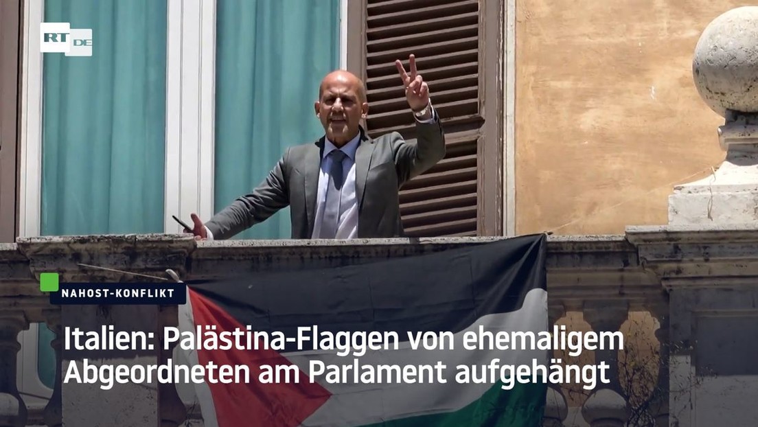 Italien: Palästina-Flaggen von ehemaligem Abgeordneten am Parlament aufgehängt