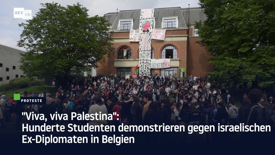 "Viva, viva Palestina": Hunderte Studenten demonstrieren gegen israelischen Ex-Diplomaten in Belgien