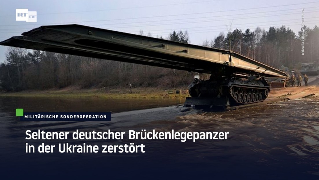 Seltener deutscher Brückenlegepanzer in der Ukraine zerstört
