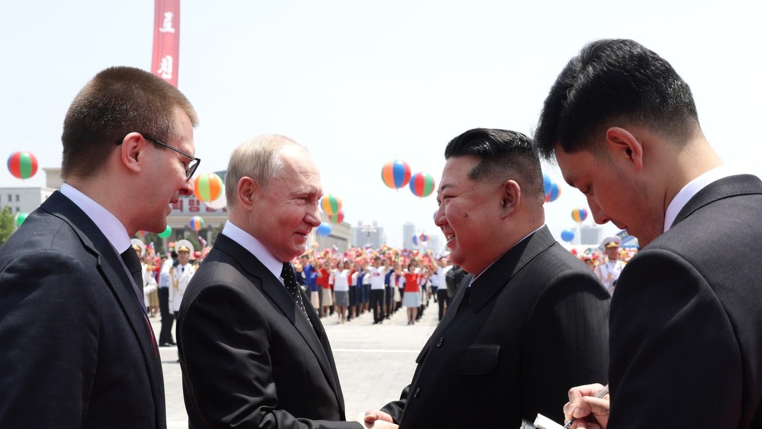 Gemeinsame Presseerklärung von Putin und Kim Jong-un