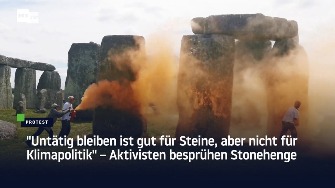 "Just Stop Oil"-Aktivisten besprühen Stonehenge mit oranger Farbe