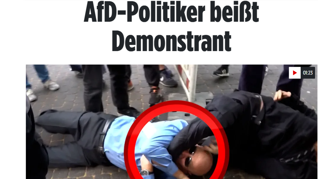 "AfD-Politiker beißt Demonstrant" – wie Bild aus Essen berichtet