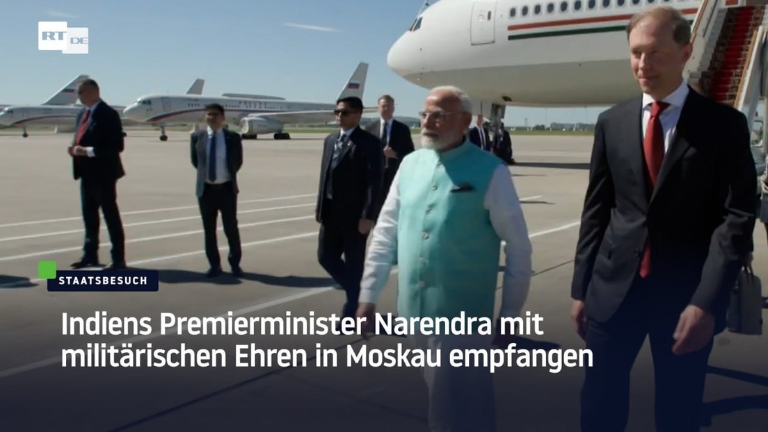 Indiens Premierminister Narendra Modi mit militärischen Ehren in Moskau empfangen