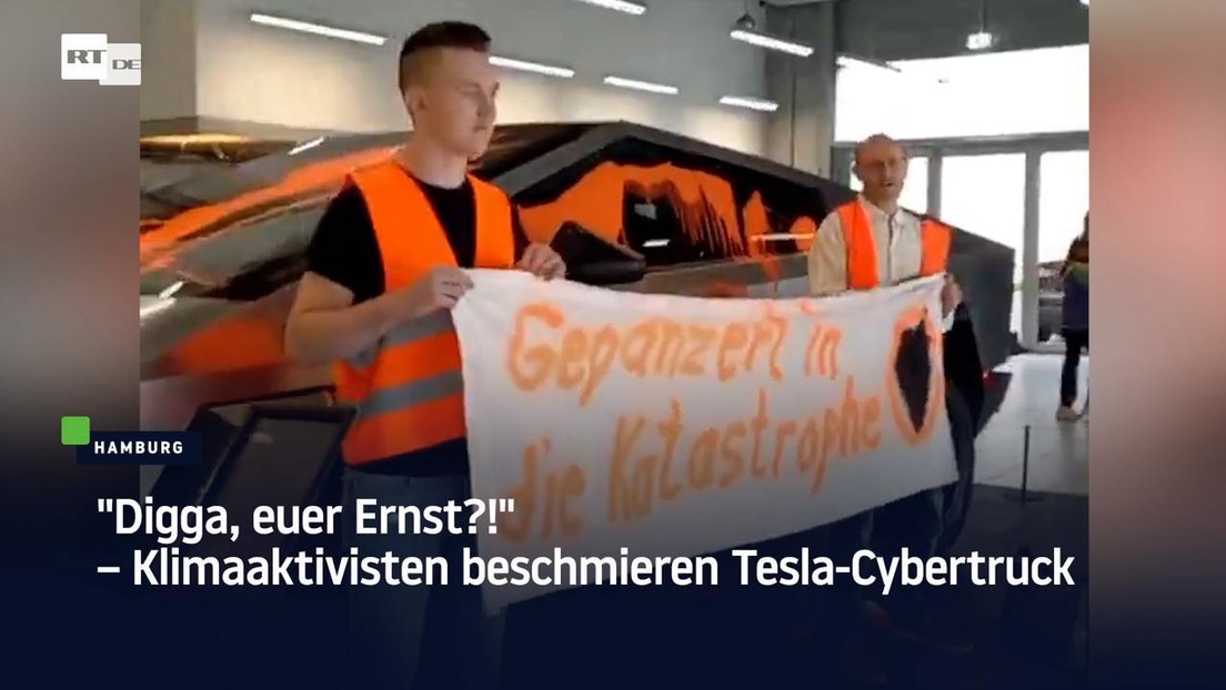 Hamburg: "Digga, euer Ernst?!" – Klimaapokalyptiker beschmieren Tesla-Cybertruck