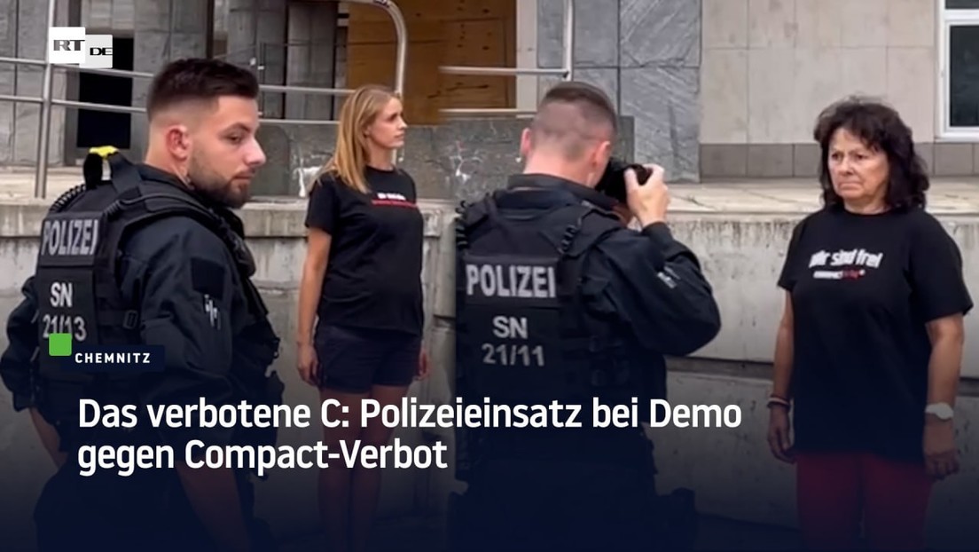 Das verbotene C: Polizeieinsatz bei Demo gegen Compact-Verbot in Chemnitz