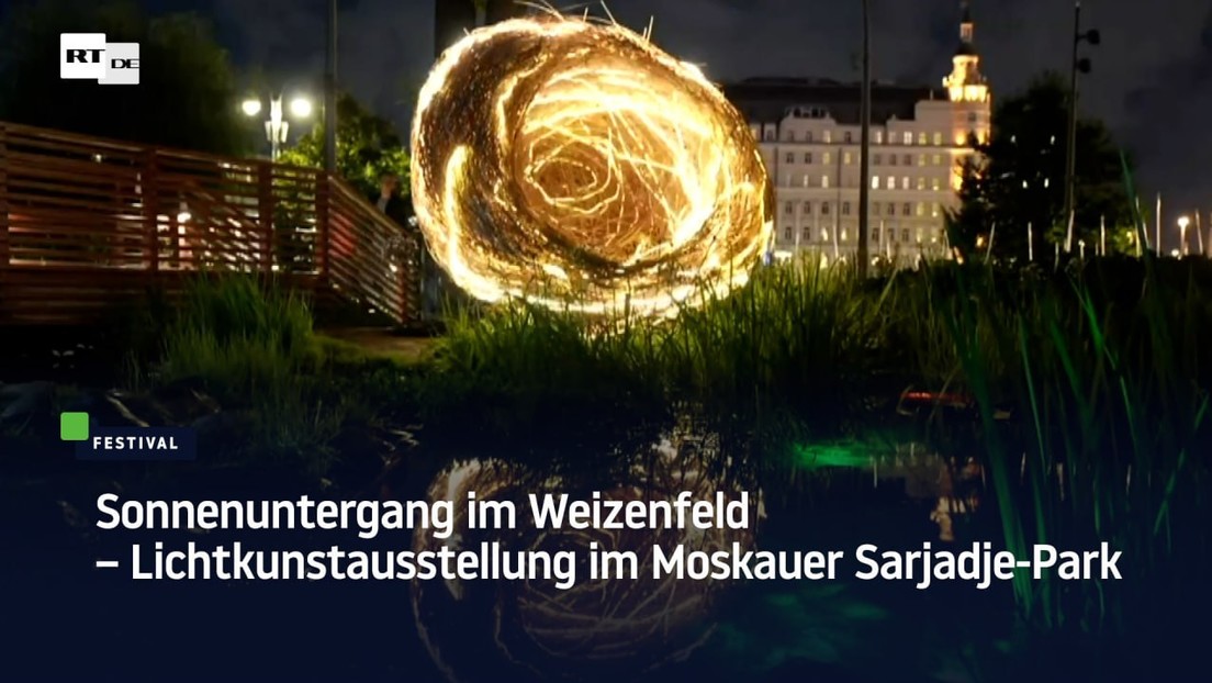 Sonnenuntergang im Weizenfeld – Lichtkunstausstellung im Moskauer Sarjadje-Park