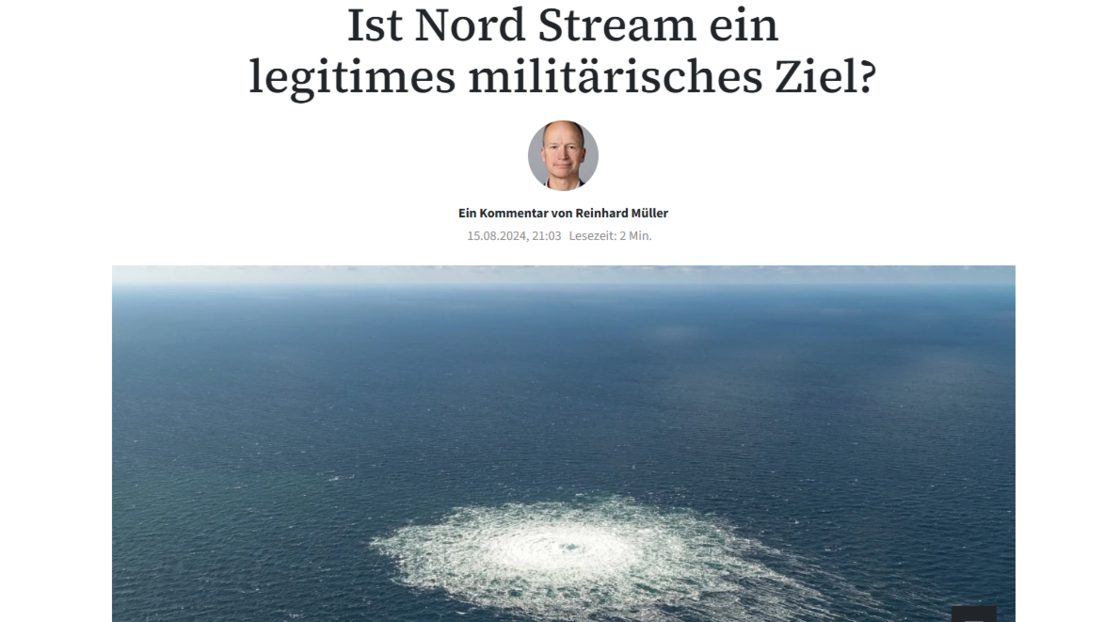 FAZ findet: Nord Stream war "legitimes militärisches Ziel"