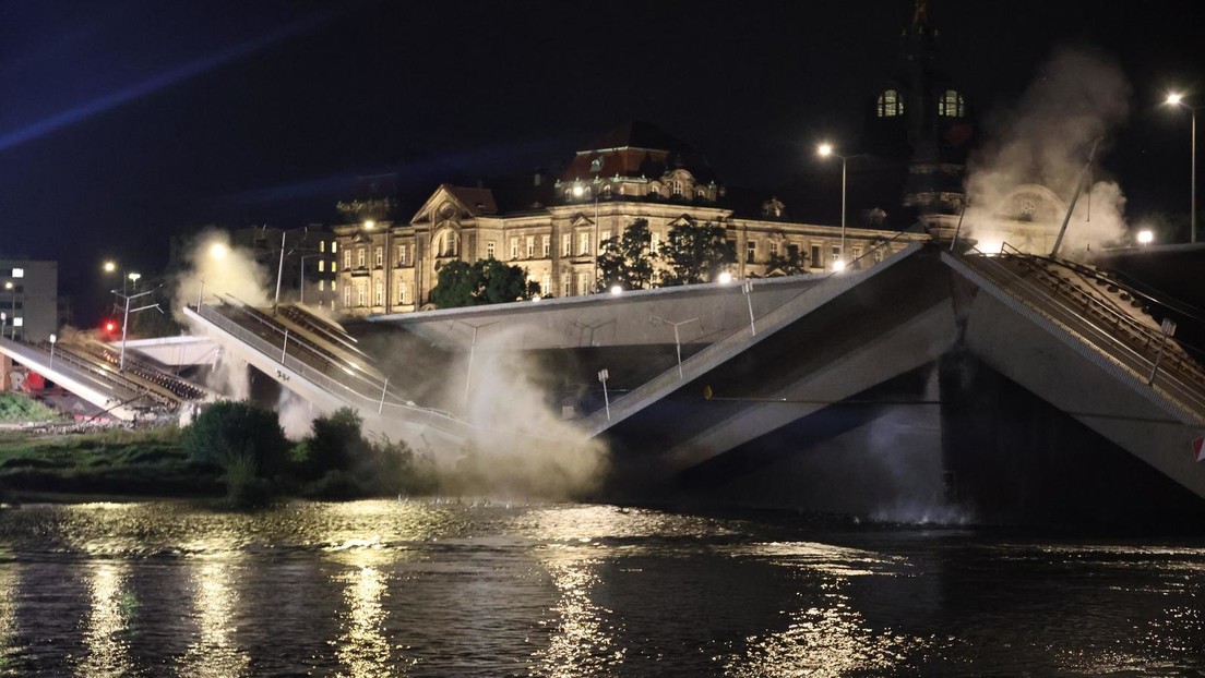 Bei Abrissarbeiten: Weiterer Teil der Carolabrücke in Dresden eingestürzt