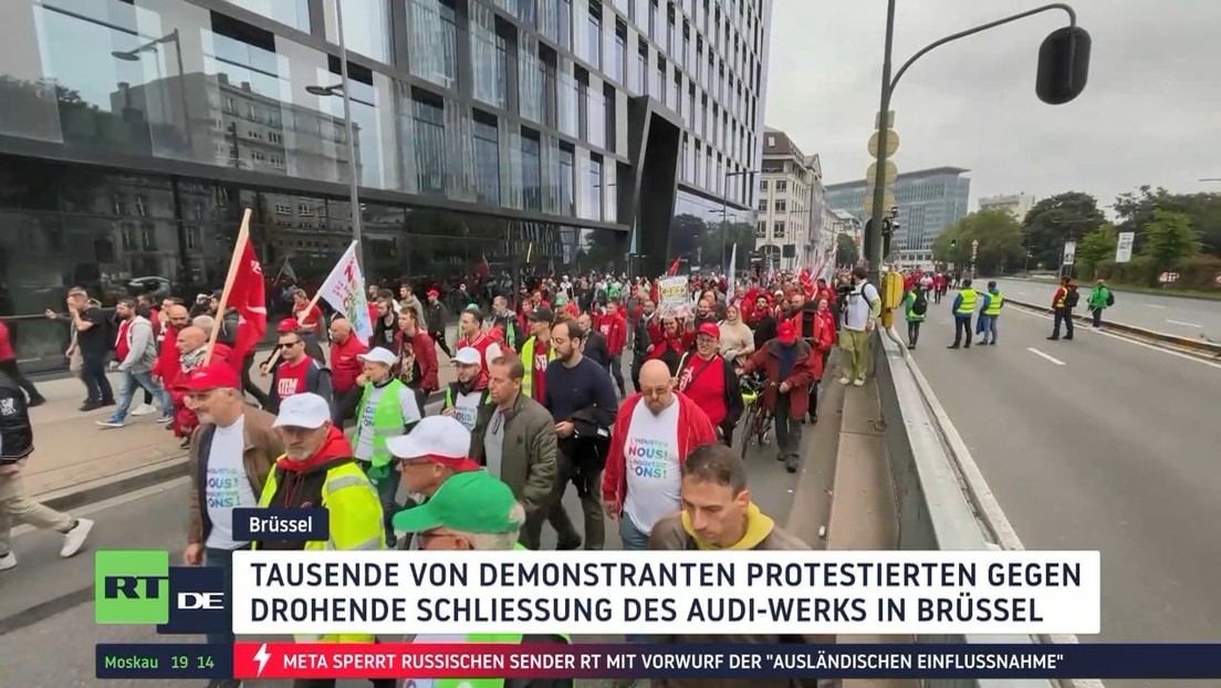 Krise in der Autoindustrie – Demo in Brüssel gegen drohende Schließung des Audi-Werks