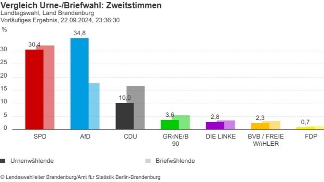 Landtagswahl in Brandenburg – AfD erhielt nur 17,5 Prozent der Briefwahlstimmen