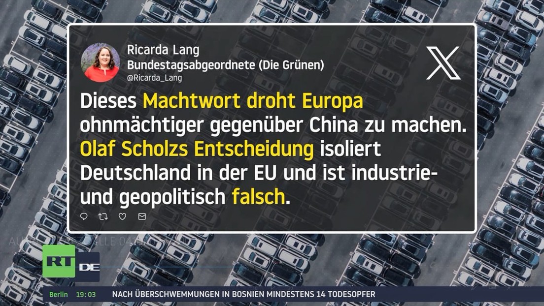 Scholz gegen EU-Zölle auf Chinas E-Autos: Grüne empört vom Kanzler-Machtwort