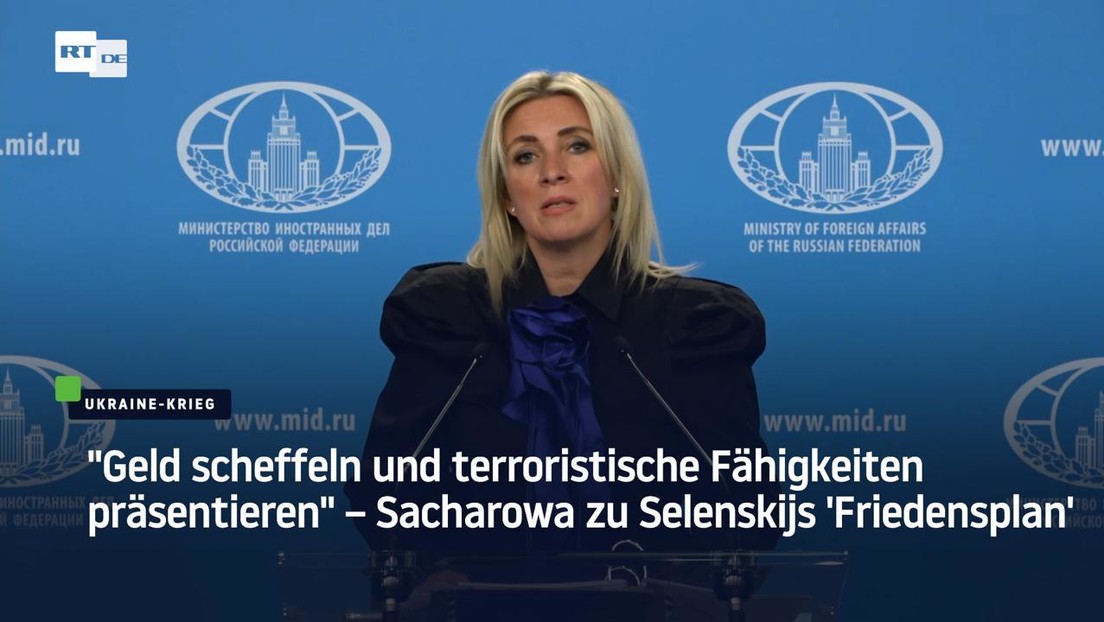 "Geld scheffeln und terroristische Fähigkeiten präsentieren" – Sacharowa zu Selenskijs Friedensplan