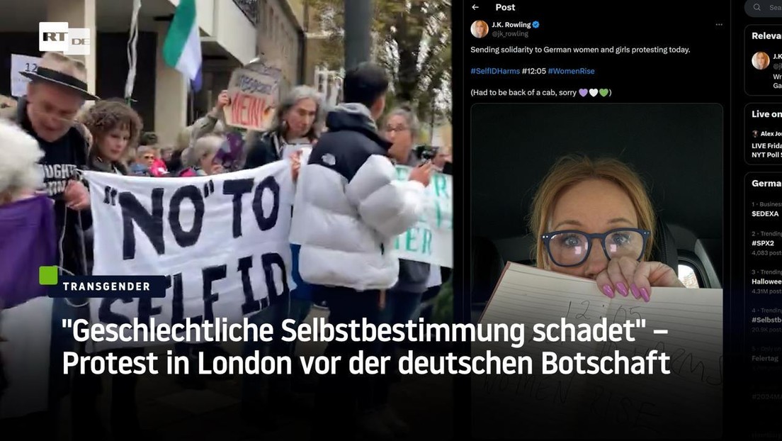 "Geschlechtliche Selbstbestimmung schadet" – Protest in London vor der deutschen Botschaft