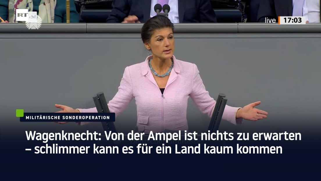 Wagenknecht: Von der Ampel ist nichts zu erwarten – schlimmer kann es für ein Land kaum kommen