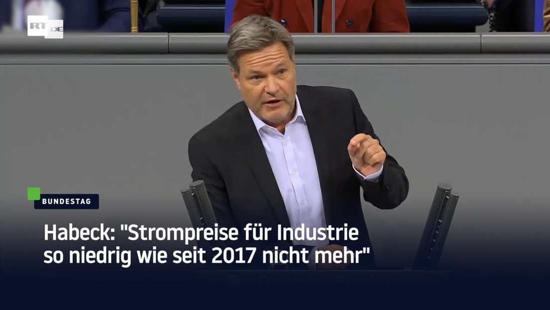 Habeck: "Strompreise für Industrie so niedrig wie seit 2017 nicht mehr"