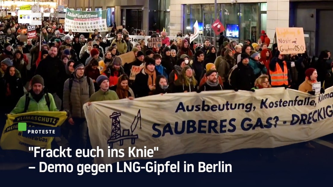 "Frackt euch ins Knie" – Demo gegen LNG-Gipfel in Berlin