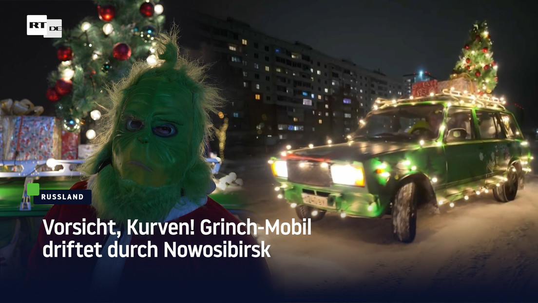 Vorsicht, Kurven! Grinch-Mobil driftet durch Nowosibirsk