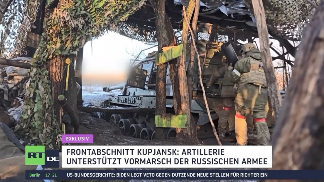 Exklusiv vom Frontabschnitt Kupjansk: Artillerie unterstützt russischen Vormarsch