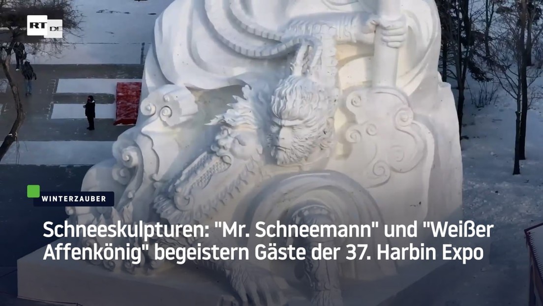 Schneeskulpturen: "Mr. Schneemann" und "Weißer Affenkönig" begeistern Gäste der 37. Harbin Expo