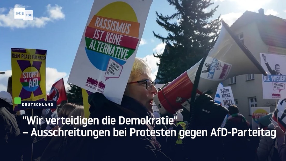 "Wir verteidigen die Demokratie" – Ausschreitungen bei Protesten gegen AfD-Parteitag