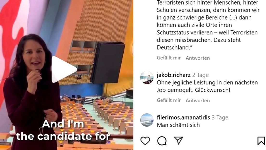 "Wirkt wie eine unbeholfene Schülerin" ‒ Baerbocks UN-Hometour-Video sorgt für Häme im Netz