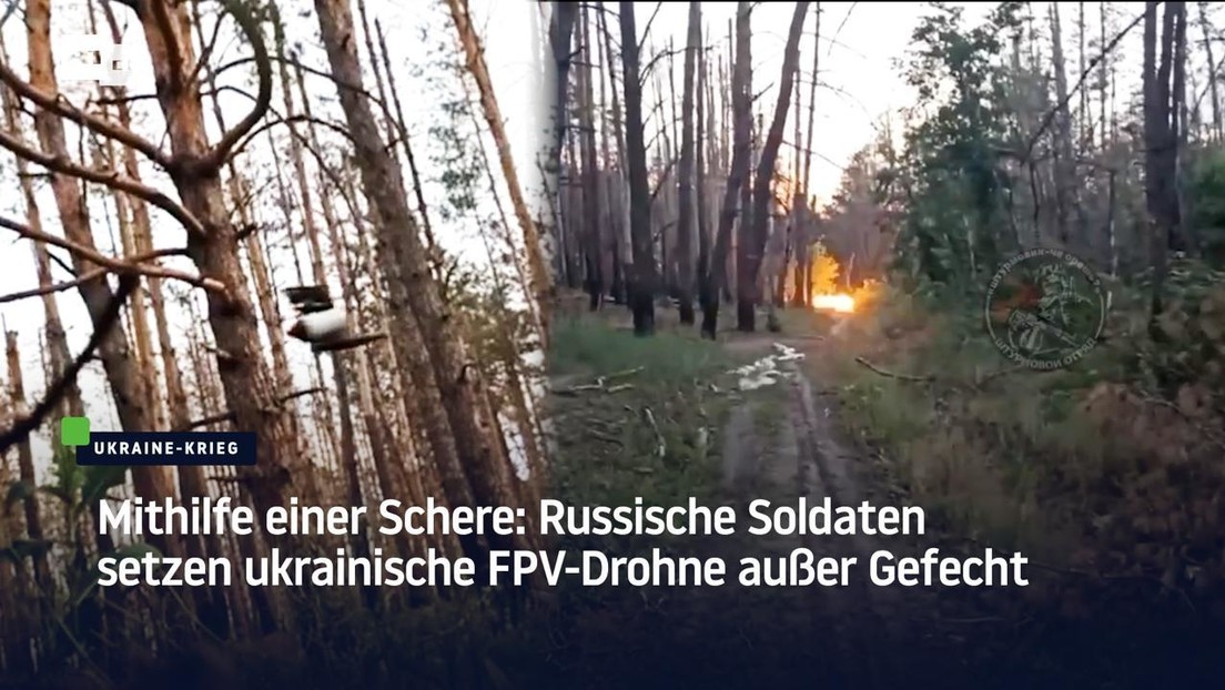 Mithilfe einer Schere: Russische Soldaten setzen ukrainische FPV-Drohne außer Gefecht