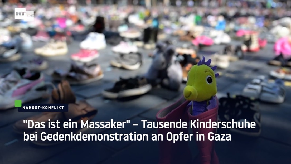 "Das ist ein Massaker" – Tausende Kinderschuhe bei Gedenkdemonstration an Opfer in Gaza