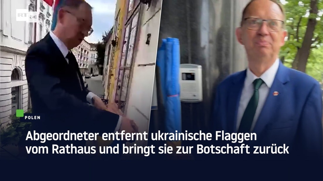 Polen: Abgeordneter entfernt ukrainische Flaggen vom Rathaus und bringt sie zur Botschaft zurück