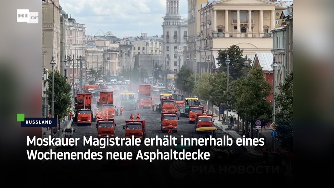 Moskauer Magistrale erhält innerhalb eines Wochenendes neue Asphaltdecke