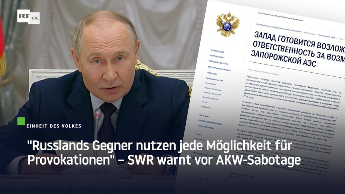 "Russlands Gegner nutzen jede Möglichkeit, um Konflikte zu provozieren" – SWR warnt vor AKW-Sabotage