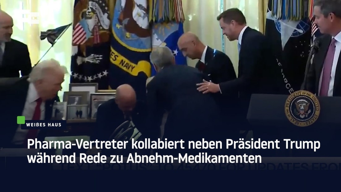 Pharma-Vertreter kollabiert neben Präsident Trump während Rede zu Abnehm-Medikamenten