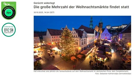 Der tägliche Wahnsinn: "Glühwein-Fans aufatmen" – Der DPA-Faktencheck zu Weihnachtsmarkt-Gerüchten