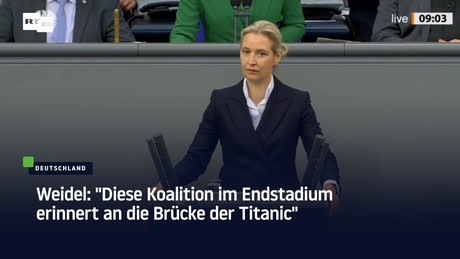 Weidel: "Diese Koalition im Endstadium erinnert an die Brücke der Titanic"