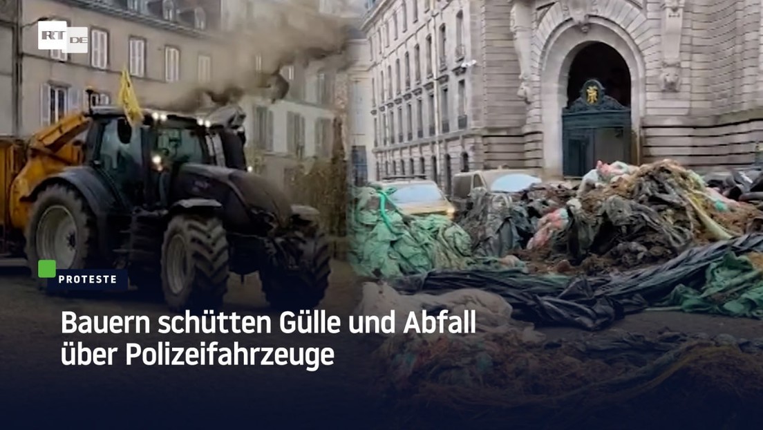 Frankreich: Bauern schütten Gülle und Abfall über Polizeifahrzeuge