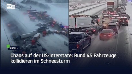 Chaos auf der US-Interstate: Rund 45 Fahrzeuge kollidieren im Schneesturm