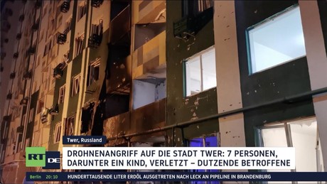 Drohnenangriff auf Russland: Trümmer treffen Wohnhaus in Twer