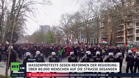 Massenprotest in Brüssel: Zehntausende demonstrieren gegen Sparpolitik und Aufrüstung