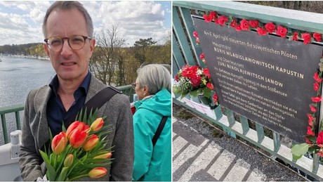 Berliner BSW-Abgeordneter King gedenkt Opfern sowjetischer Piloten beim Absturz am Stößensee